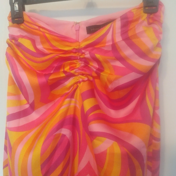HOUSE OF HARLOW 1960 Strapless Maxi Dress Pink & Orange Psychedelic XS - Picture 2 of 6